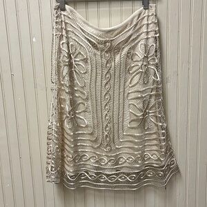 Studio M Silk Lace Skirt SZ M  Light Beige Feminine Romantic